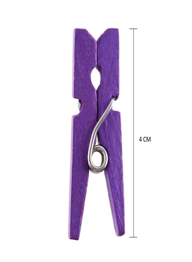 Prescent 4 cm Wooden Mini Clothespin 100 pc Photo Paper Clips for Crafts, Decoration and DIY Projects Multicolor (Pack of 100, Multicolor) - Image 3
