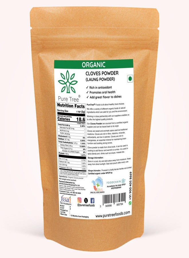 Pure Tree Certified Organic Laung Powder | 350 g | Organic Clove Powder | Lavang Powder | Aromatic & Flavorful Ground Clove Spice | Dried Cloves Masala | Lavangam - Image 2