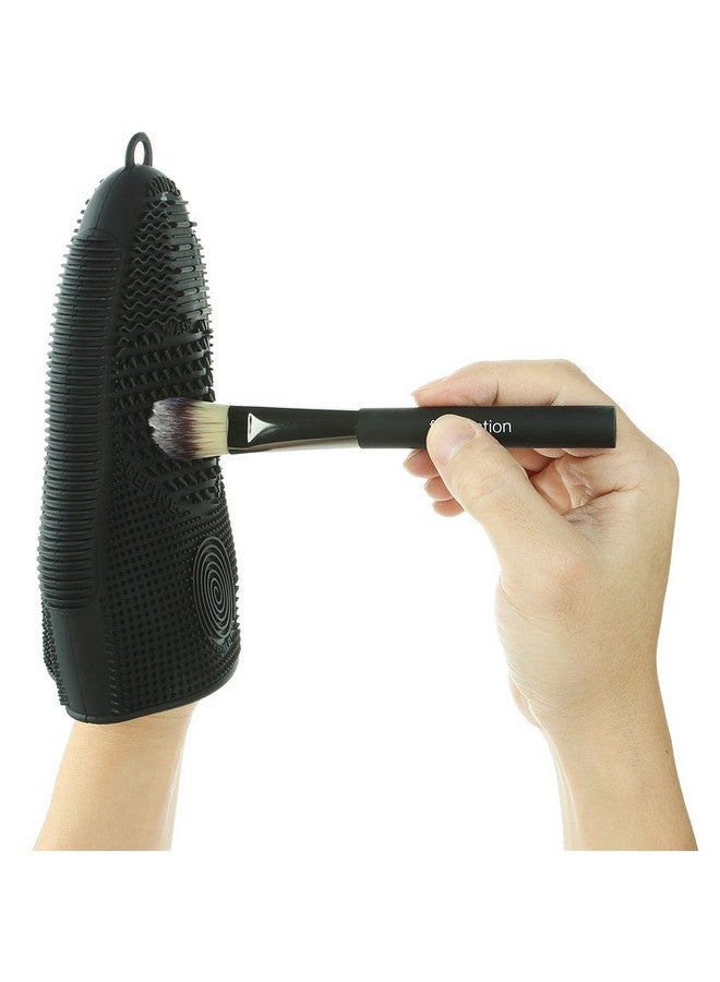 ScivoKaval Makeup Brush Cleaner Mat Mitt Glove Silicone Cosmetic Cleaning Scrubber Tool For Face Brushes And Eye Brush Washing Pad Black  - Image 4