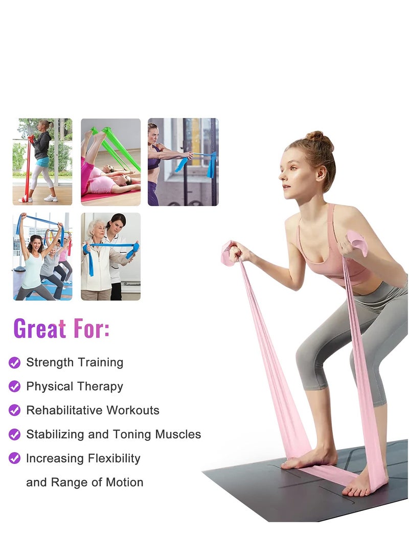 Cuken - 5-Piece Resistance Bands Set Resistance Exercise Band 150*15*4.5cm for Physiotherapy, Strength Training & Fitness Workouts, Pilates, Stretching and Yoga Physical Therapy Fitness, Pink,Blue,Green,Yellow,Purple - Image 1