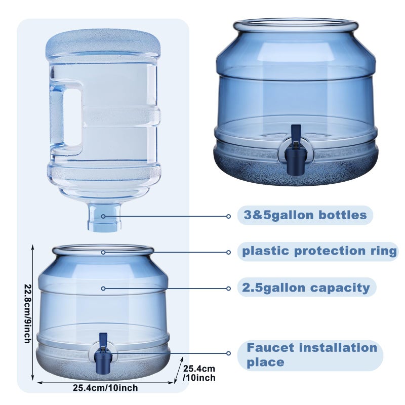 GlikCeil 5 Gallon Water Jug Dispenser Base with Spout for 3 to 5 Gallon Bottle Plastic Water Jug Holder Containers for Stand or Countertop(Blue) - Image 2