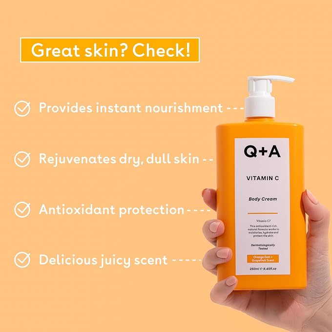 Q+A Vitamin C Body Cream, Contains Ingredients That Moisturise the Skin so that it Mimics the Building of the Skin, 250 ml - Image 3
