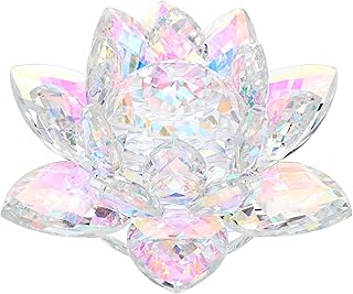 OwnMy OwnMy Sparkle Crystal Lotus Flower Figurines Decorative Lotus Flower Ornament, Glass Lotus Feng Shui Decor Crystal  - Image 1