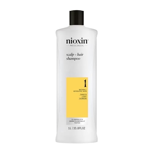Nioxin Scalp + Hair Thickening System 1 Shampoo, For Natural Hair with Light Thinning, 33.8 fl oz (Packaging May Vary)