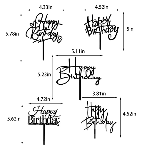 RASSLISA 10 PCS Black Happy Birthday Cake Topper Acrylic Cupcake Topper A Series of Birthday Cake Supplies Decorations - Image 3