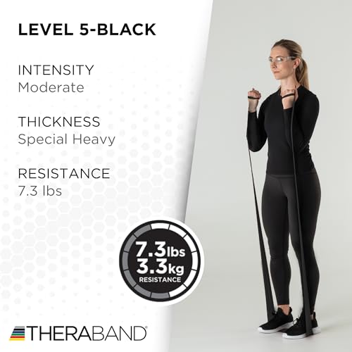 THERABAND Resistance Band, Black, Special Heavy, 25-Yard Roll, Latex-Free, Elastic Band for Exercise, Physical Therapy, Yoga, Pilates, Stretching, Home Workouts, Cut-to-Length, Color-Coded Levels - Image 3