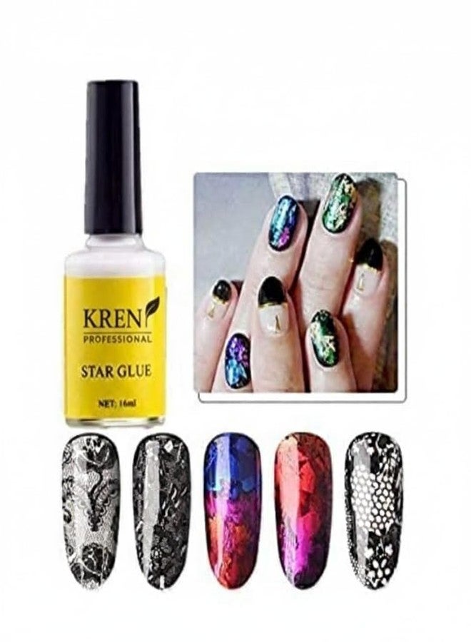 Kreni Star Glue,Nail Art Glue, for Foil Sticker Nail Transfer Tips Decorations Adhesive White 16 ML/Bottles - Image 2