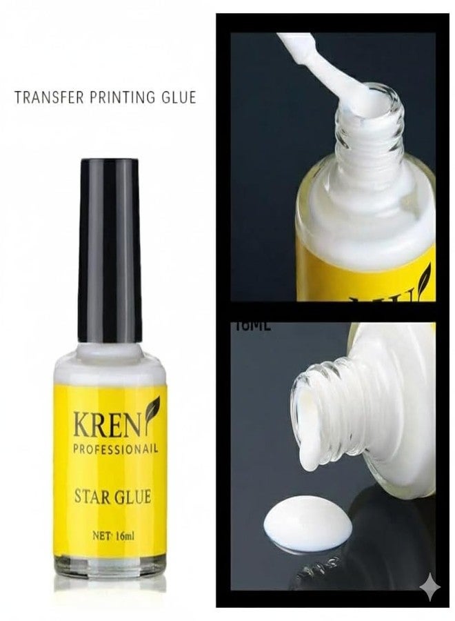 Kreni Star Glue,Nail Art Glue, for Foil Sticker Nail Transfer Tips Decorations Adhesive White 16 ML/Bottles - Image 3