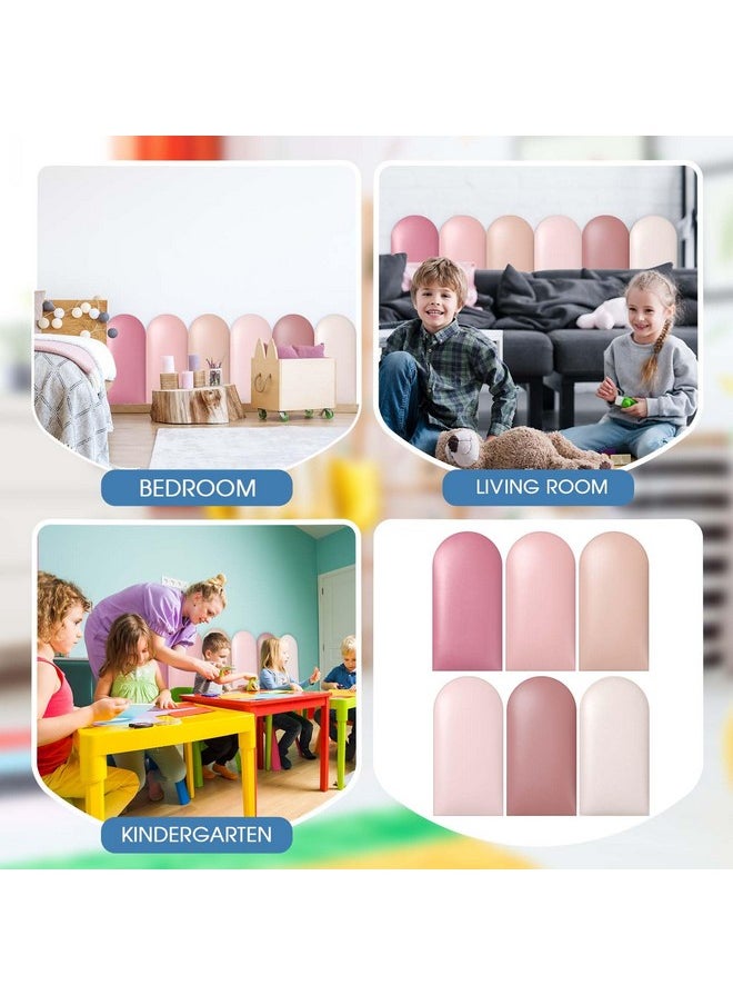 Jetec - 4 Pcs Wall Padding For Kids With Autism Playroom Anti Collision 3D 15.75 X 7.87 Inch Peel And Stick Headboard Upholstered Padded Wall Panels For Nursery Wall Protection (Pink Series) - Image 1