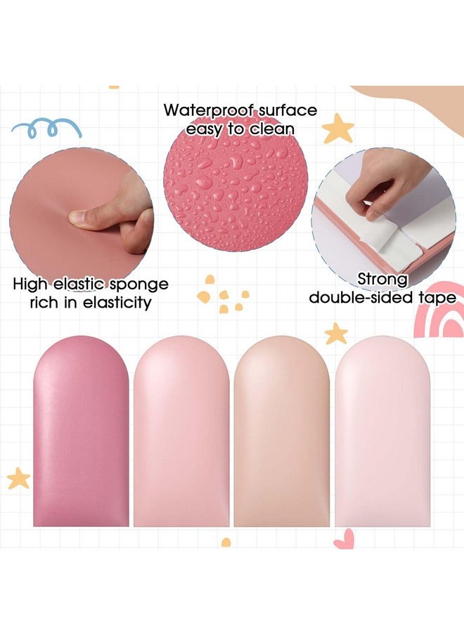 Jetec - 4 Pcs Wall Padding For Kids With Autism Playroom Anti Collision 3D 15.75 X 7.87 Inch Peel And Stick Headboard Upholstered Padded Wall Panels For Nursery Wall Protection (Pink Series) - Image 1