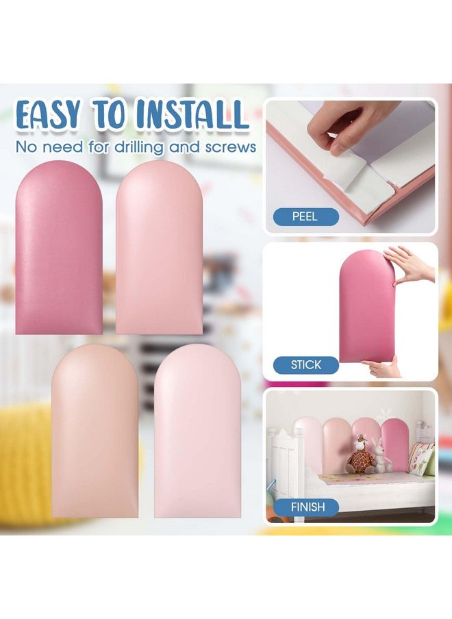 Jetec - 4 Pcs Wall Padding For Kids With Autism Playroom Anti Collision 3D 15.75 X 7.87 Inch Peel And Stick Headboard Upholstered Padded Wall Panels For Nursery Wall Protection (Pink Series) - Image 1