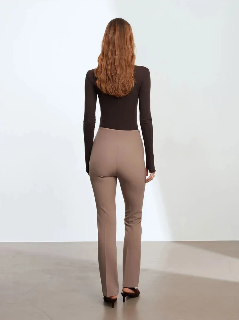 ديلفين DILVIN Women's Straight-leg Crepe Trousers