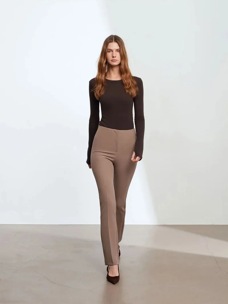 ديلفين DILVIN Women's Straight-leg Crepe Trousers