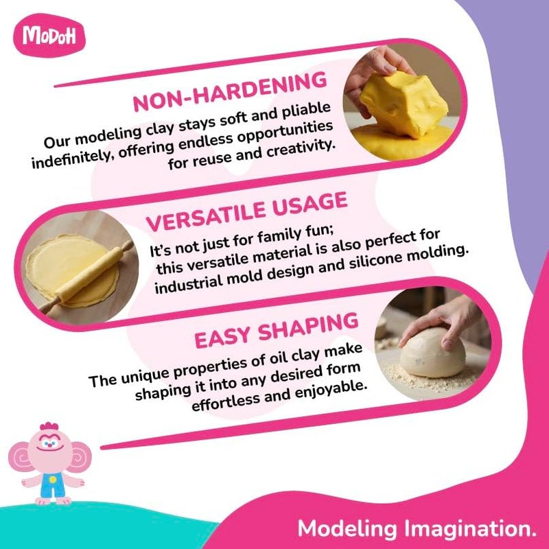 MODOH Plasticine Oil Based Modeling Clay, Non Hardening Reusable Clay, Non Toxic No Bake Professional Oil Base Sulfur Free Sculpting Clay (White) - Image 3