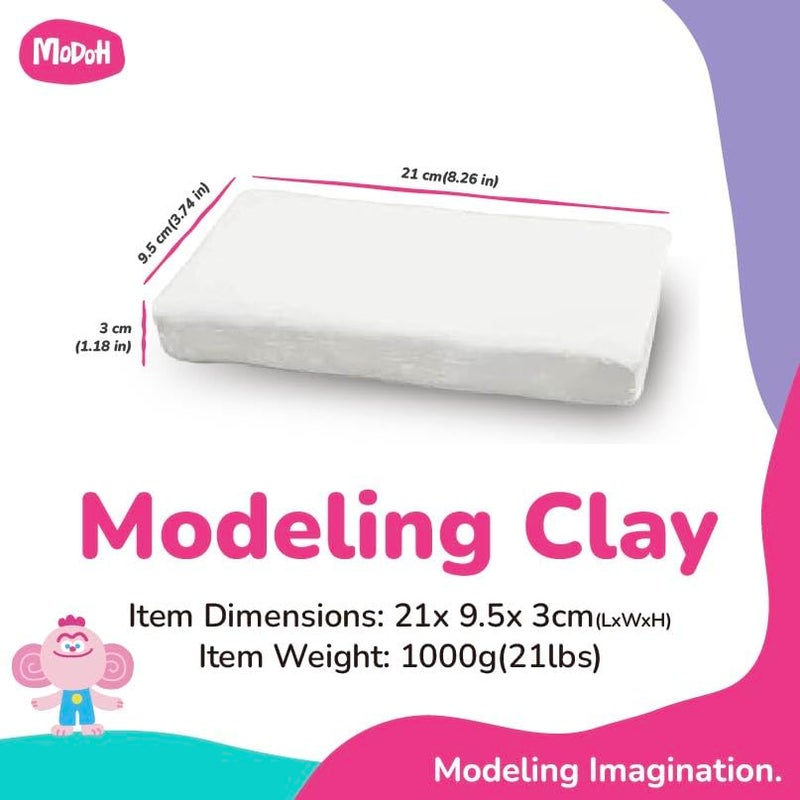 MODOH Plasticine Oil Based Modeling Clay, Non Hardening Reusable Clay, Non Toxic No Bake Professional Oil Base Sulfur Free Sculpting Clay (White) - Image 2