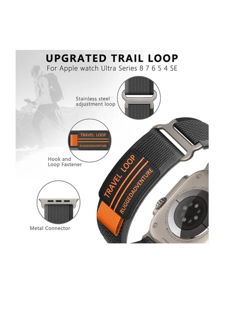 Modified Nylon Strap Compatible with Apple watch Series Ultra 2 | 9 | 8 Ultra | 8 | 7 | 6, 49/45/44/42 mm, Breathable Nylon Strap with Buckle adhesive closing