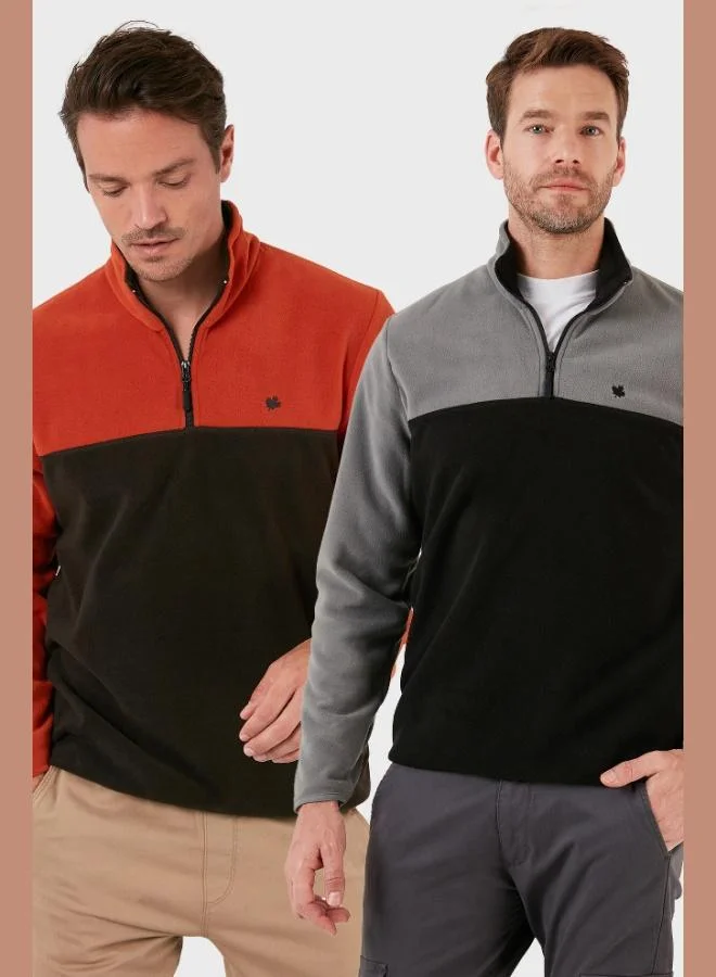 Buratti Regular Fit Anti-Pilling Non-Pilling Standing Collar Raised 2-Pack Polar Men's POLAR 5906016S2