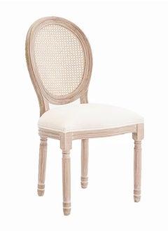 LANNY Jeffcoco Furniture Modern Solid Wood Dining Chair for Kitchen ,Bistro, Restaurant in Beige Colour  Fabric Seat (1pcs Rattan Back)  - Image 1