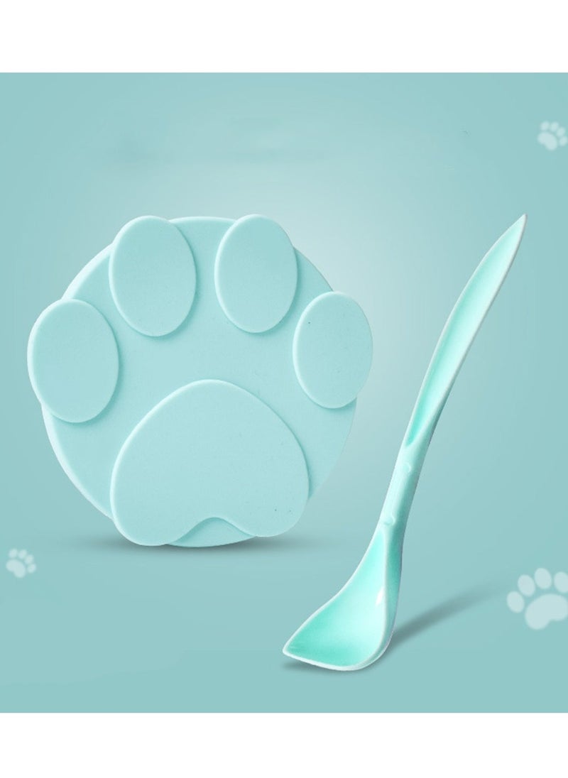 Pet Food Can Lids and Spoons, Universal BPA Free Silicone Can Lids Covers for Dog and Cat Food, One Can Cap Fit Most Standard Size Canned Dog Cat Food Green - Image 1