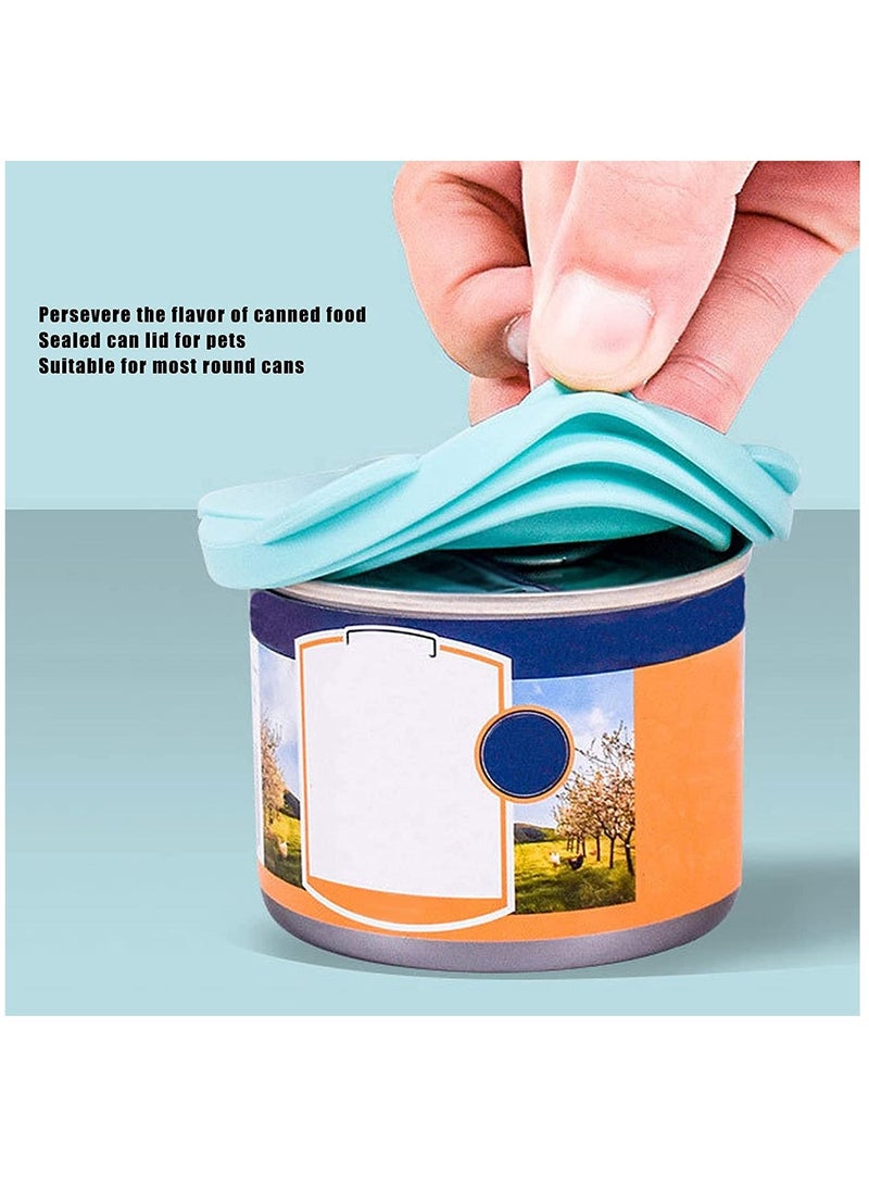 Pet Food Can Lids and Spoons, Universal BPA Free Silicone Can Lids Covers for Dog and Cat Food, One Can Cap Fit Most Standard Size Canned Dog Cat Food Green - Image 3