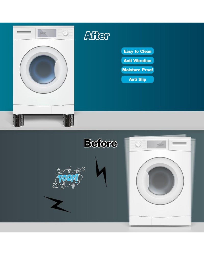4 Pcs Anti Vibration Pads, Washer and Dryer Pedestals, Anti Vibration Pads for Washing Machine Noise Cancelling and Shock Support, Protects Laundry Room Floor - Washing Machine Support - Image 2