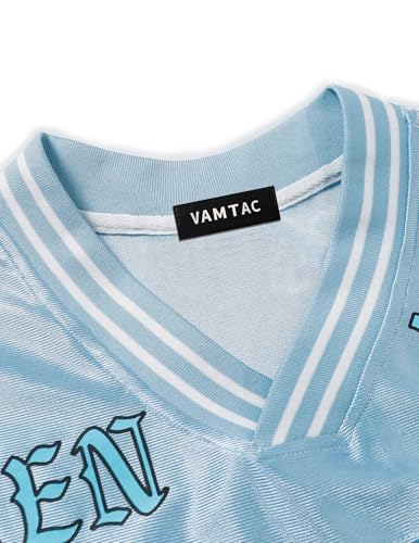 Vamtac Mens Jerseys Graphic Tee Shirts V Neck Short Sleeve Tops Vintage Baggy Summer Jersey 2026 Trendy Y2k Tshirts Blue - Image 5