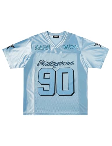 Vamtac Mens Jerseys Graphic Tee Shirts V Neck Short Sleeve Tops Vintage Baggy Summer Jersey 2026 Trendy Y2k Tshirts Blue - Image 4