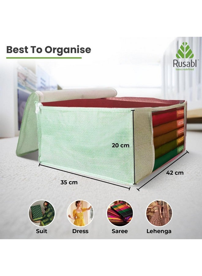 Rusabl Non Woven Multi Storage Covers (Pack of 12, Green) with Zipper Closure, Clothes Organiser for Wardrobe, Bag for Woman Dresses, Sarees, Lehengas, Shawls, Men T-Shirts, Shirts (42 x 35 x 20 cm) - Image 2