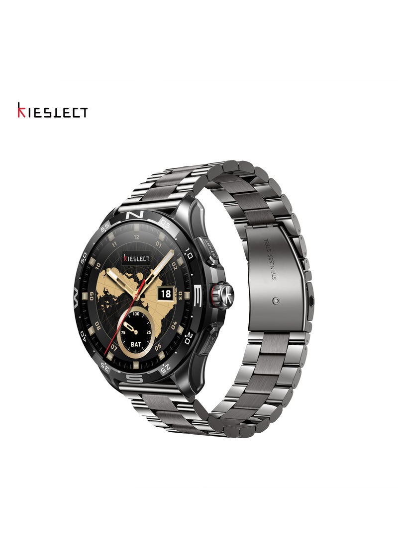 Kieslect Actor Ultra – Flagship Smartwatch with Dual GPS, 1.6'' LTPO AMOLED Display, Ceramic Bezel, SUS Steel Buttons & Dual Straps – Black - Image 2