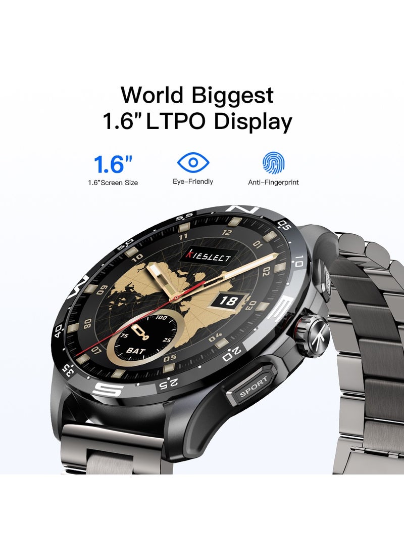 Kieslect Actor Ultra – Flagship Smartwatch with Dual GPS, 1.6'' LTPO AMOLED Display, Ceramic Bezel, SUS Steel Buttons & Dual Straps – Black - Image 4