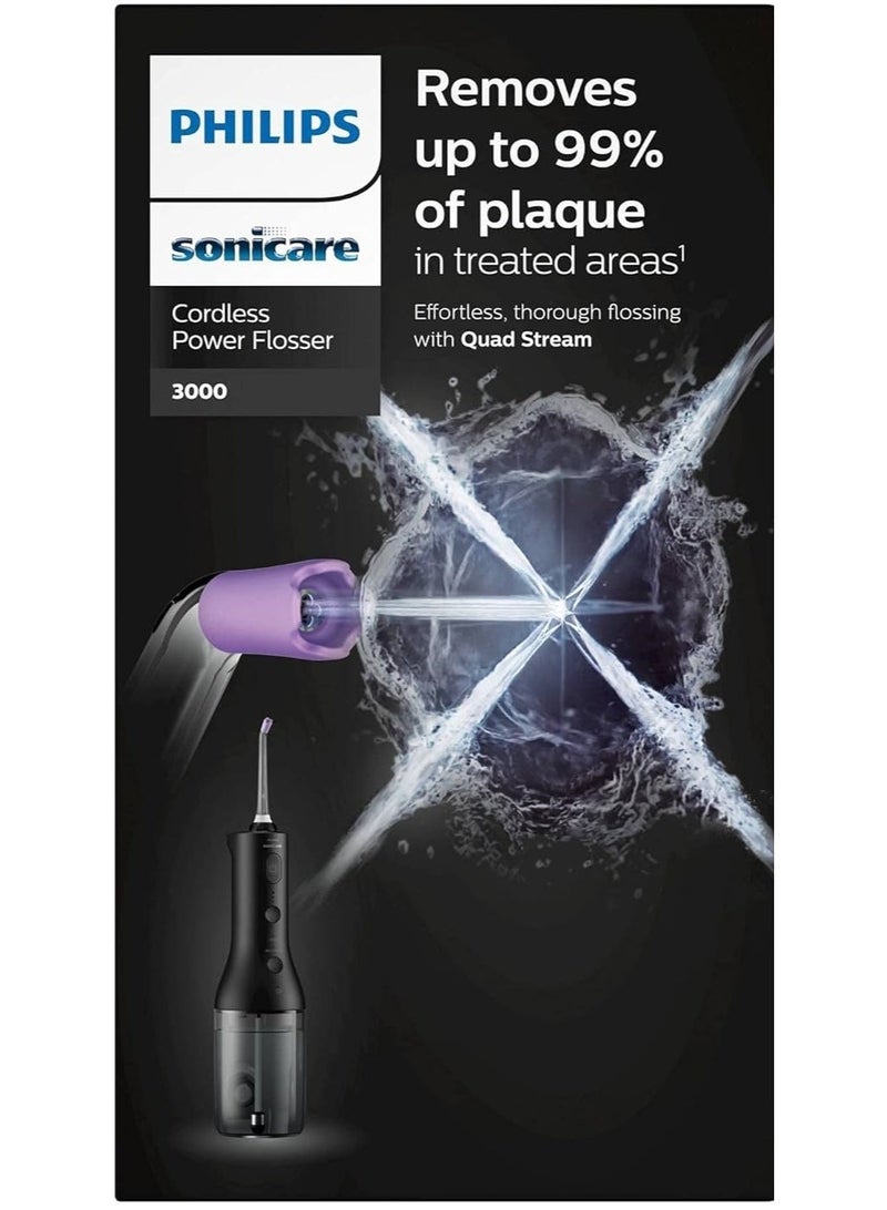 Philips Cordless Power Flosser 3000 with Quad Stream Technology, Ergonomic Design, black - Image 1