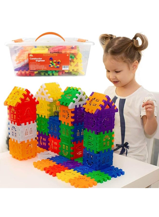 RAINBOW TOYFROG RAINBOW TOYFROG Waffle Blocks for Toddlers & Kids 96 Pcs Jumbo Toy Building Setsâ€“ STEM Building Toys with Storage Container â€“Kindergarten Toys Preschool manipulatives for Toddlers  - Image 4