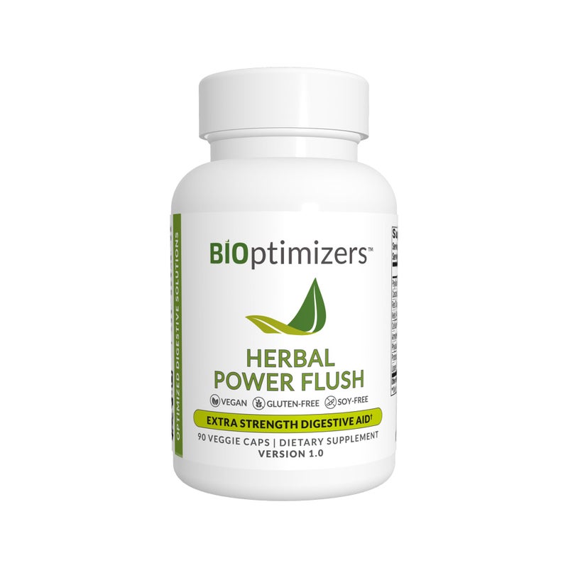 BIOptimizers Herbal Power Flush Extra Strength Digestive Cleanse Eliminate Toxins Improve Bowel Digestion Bloating Discomfort Relief for Adults 90 Capsules