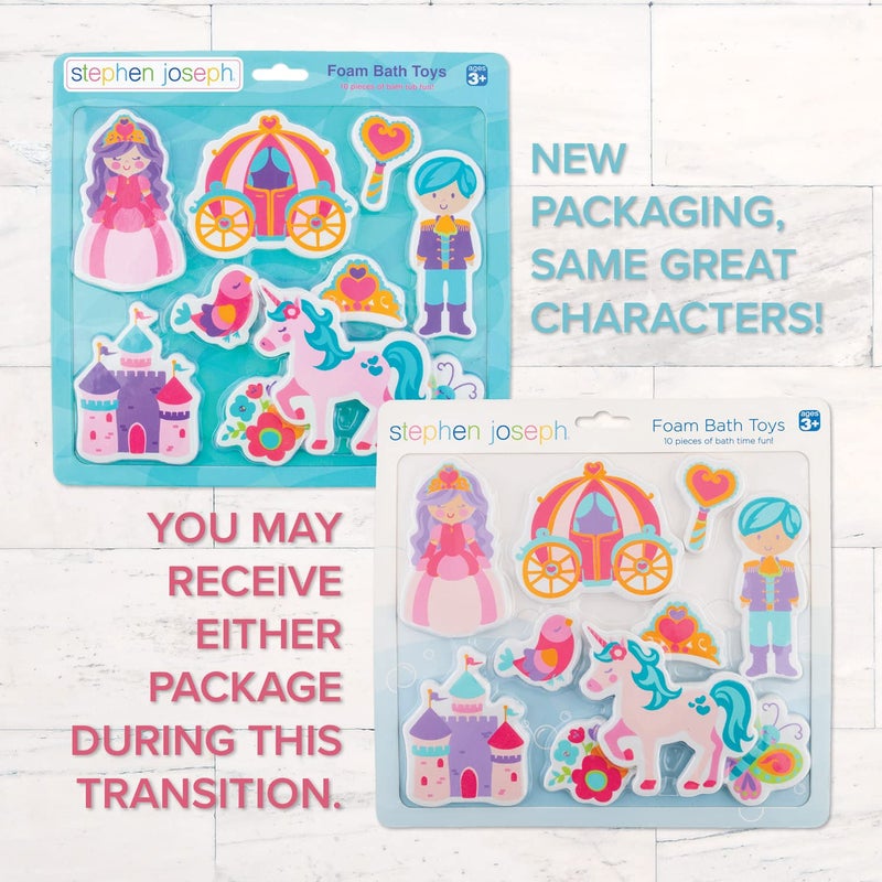 Stephen Joseph, Floating Foam Bath Character 10-Piece Toy Set, Princess (SJ1148), Small - Image 4