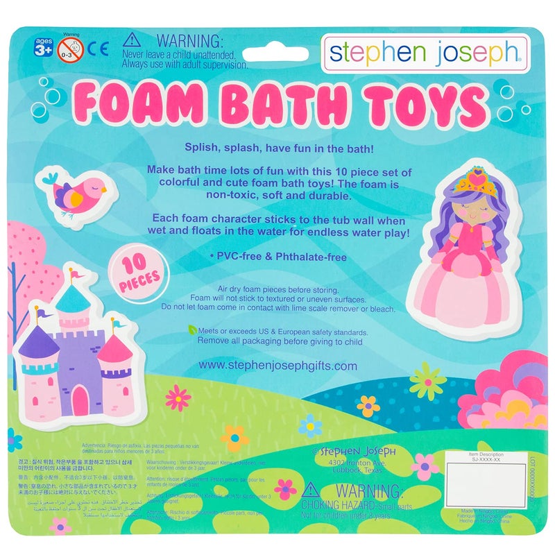 Stephen Joseph, Floating Foam Bath Character 10-Piece Toy Set, Princess (SJ1148), Small - Image 2