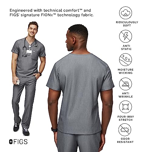 FIGS Leon Three-Pocket Scrub Top for Men - Graphite, L - Image 3
