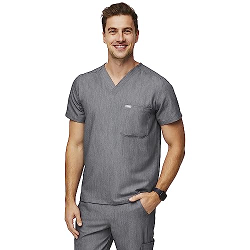 FIGS Leon Three-Pocket Scrub Top for Men - Graphite, L - Image 1