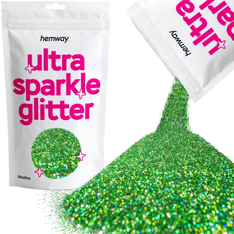 Hemway Ultra Sparkle Glitter  Emerald Green Holographic  100g Ultrafine Metallic Flakes for Resin  Epoxy Crafts  Supplies for Tumblers Festival Hair Face Body Eye  Nail Art Decoration