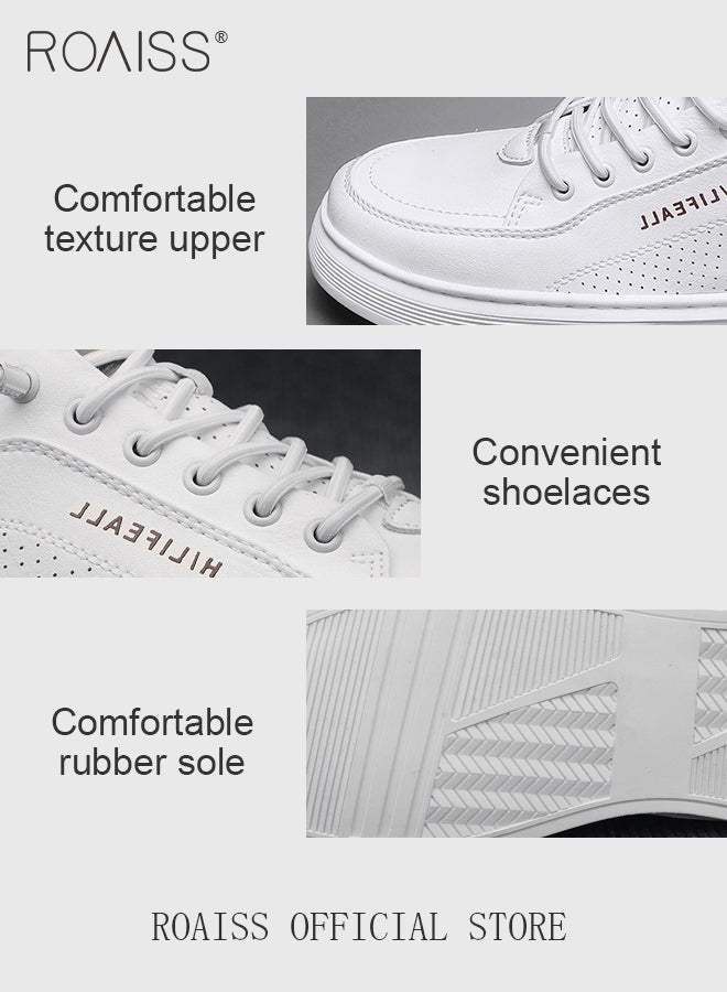 roaiss Breathable Slip On Sneakers for Men Pilot Casual Low Cut Leather Shoes Mens Non Slip Waterproof Flats Round Toe Versatile White Shoe Colorblock Sneakers - Image 2