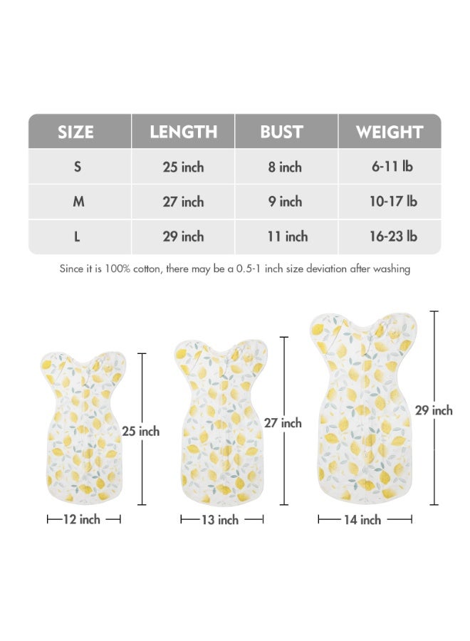 Mr. Penda 1Pcs Baby Swaddle Blanket Sleeping Bag with 2-Way Zipper, Newborn Wearable Sleeping Bag Fit Sedative Startle Reflex Better Sleep, Suitable for Baby Girls and Baby Boys From 0-6 Months - Smile & Lemon - Image 2