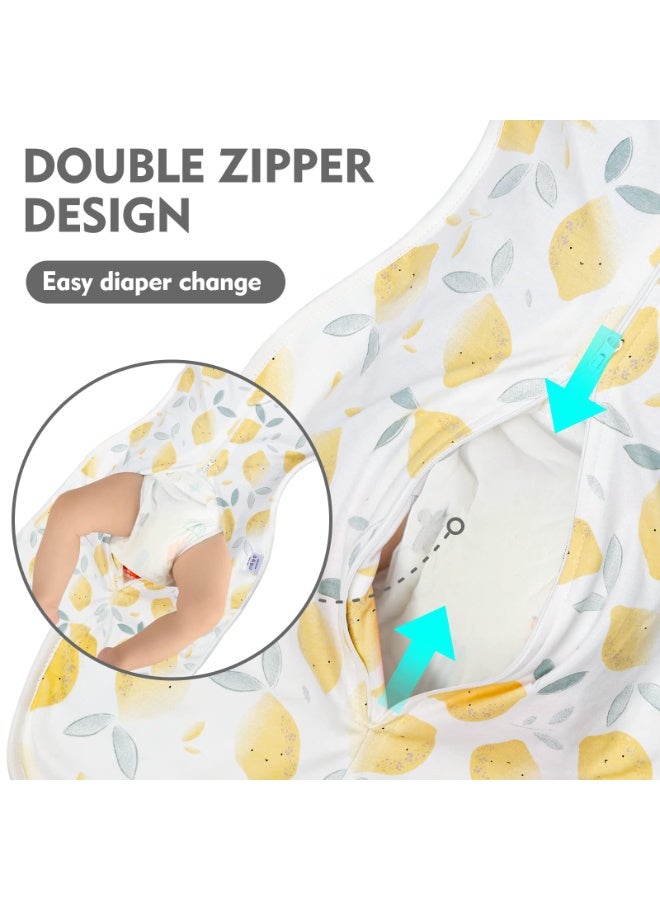 Mr. Penda 1Pcs Baby Swaddle Blanket Sleeping Bag with 2-Way Zipper, Newborn Wearable Sleeping Bag Fit Sedative Startle Reflex Better Sleep, Suitable for Baby Girls and Baby Boys From 0-6 Months - Smile & Lemon - Image 4