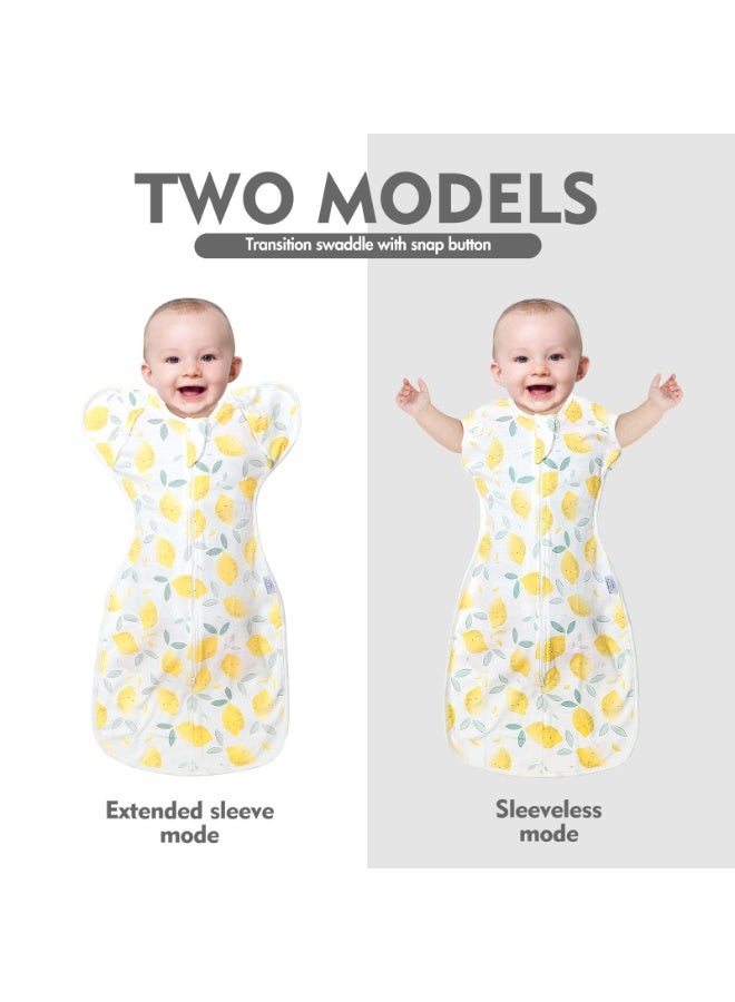 Mr. Penda 1Pcs Baby Swaddle Blanket Sleeping Bag with 2-Way Zipper, Newborn Wearable Sleeping Bag Fit Sedative Startle Reflex Better Sleep, Suitable for Baby Girls and Baby Boys From 0-6 Months - Smile & Lemon - Image 5