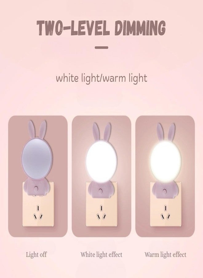 ascension Pack of 2 Cartoon Rabbit Shape Night Lamp LED Plugin Lamp for Kids Room with Warm Cool Light Energy Saving Portable Wall Night Light Decor Item for Bedroom Gift Home Office Decor (Assorted) - Image 3