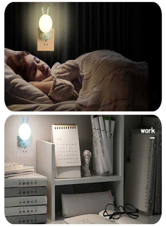 ascension Pack of 2 Cartoon Rabbit Shape Night Lamp LED Plugin Lamp for Kids Room with Warm Cool Light Energy Saving Portable Wall Night Light Decor Item for Bedroom Gift Home Office Decor (Assorted) - Image 4