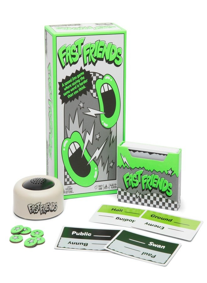 Exploding Kittens Fast Friends Party Game - Speed-Guessing Card Game with Timer, Life Tokens & Card Holder, Family Game Night, Ages 7+, 2-8 Players, 10-Minute Rounds - Image 1