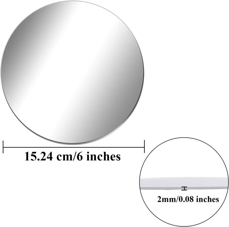 Neill® Acrylic Silver Mirror, 6 inches Round (Pack of 2pcs), Frameless Silver Round Wall Mirror for Bathroom, Entryway, Bedroom, Wedding Table Centerpiece, (Thickness - 2 mm) - Image 4