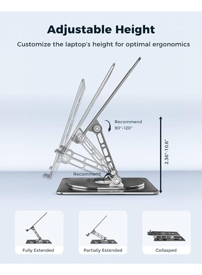 حامل لابتوب قابل للتعديل مع قاعدة دوارة 360° – حامل ألومنيوم مريح لأجهزة حتى 15.6 بوصة – قوي ومحمول للمكتب - Image 5