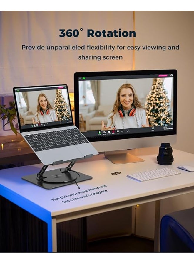 حامل لابتوب قابل للتعديل مع قاعدة دوارة 360° – حامل ألومنيوم مريح لأجهزة حتى 15.6 بوصة – قوي ومحمول للمكتب - Image 4