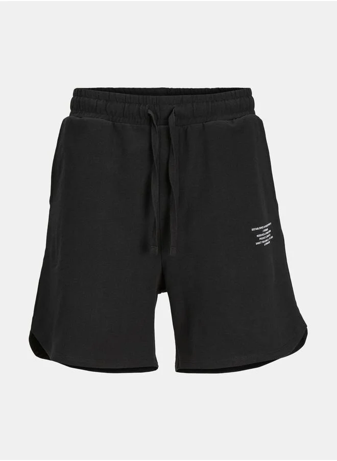 جاك اند جونز Minimal Print Sweat Shorts with Drawstring Waistband