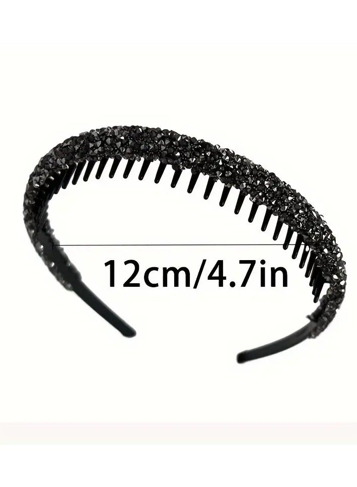 Goolsky A Set Of Two Hairbands With Water Drill Design, Specially Designed For Washing Face And Tidying Up Stray Hairs. It Has A High-end Feel, Teeth For Anti-slip, Suitable For Women To Wear While Doing Makeup, Applying Face Masks, Or Styling Hair. - Image 3